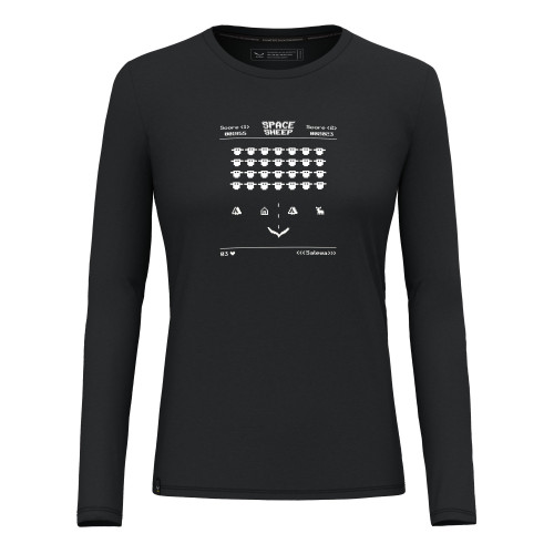Дамска туристическа блуза Salewa Pure Space Game Merino T-shirt Women Black Out
