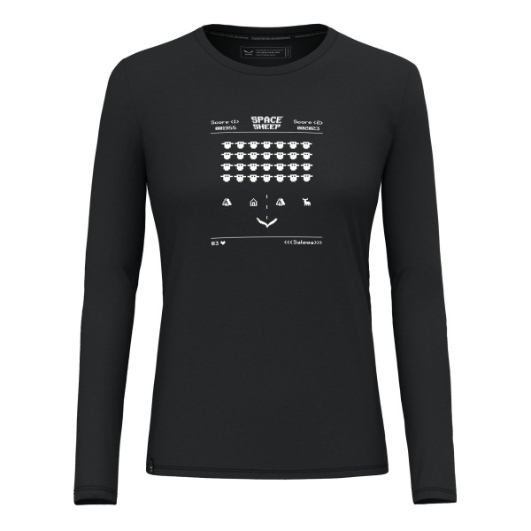 Дамска туристическа блуза Salewa Pure Space Game Merino T-shirt Women Black Out