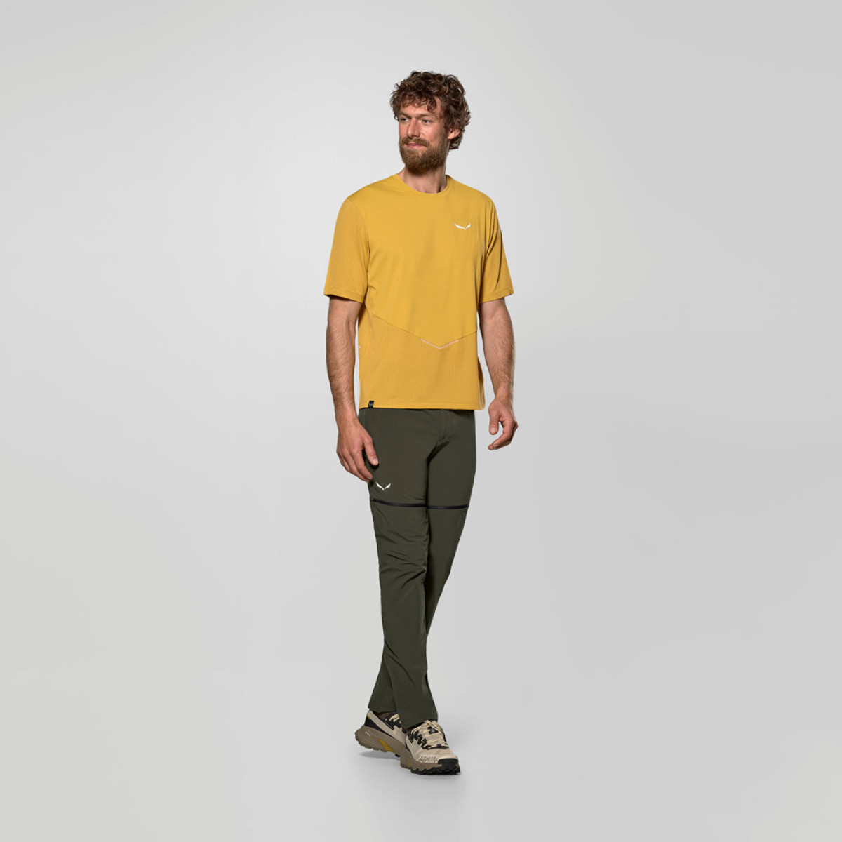 Мъжка туристическа тениска Salewa Pedroc Dry Hyb T-Shirt Men Olive Oil