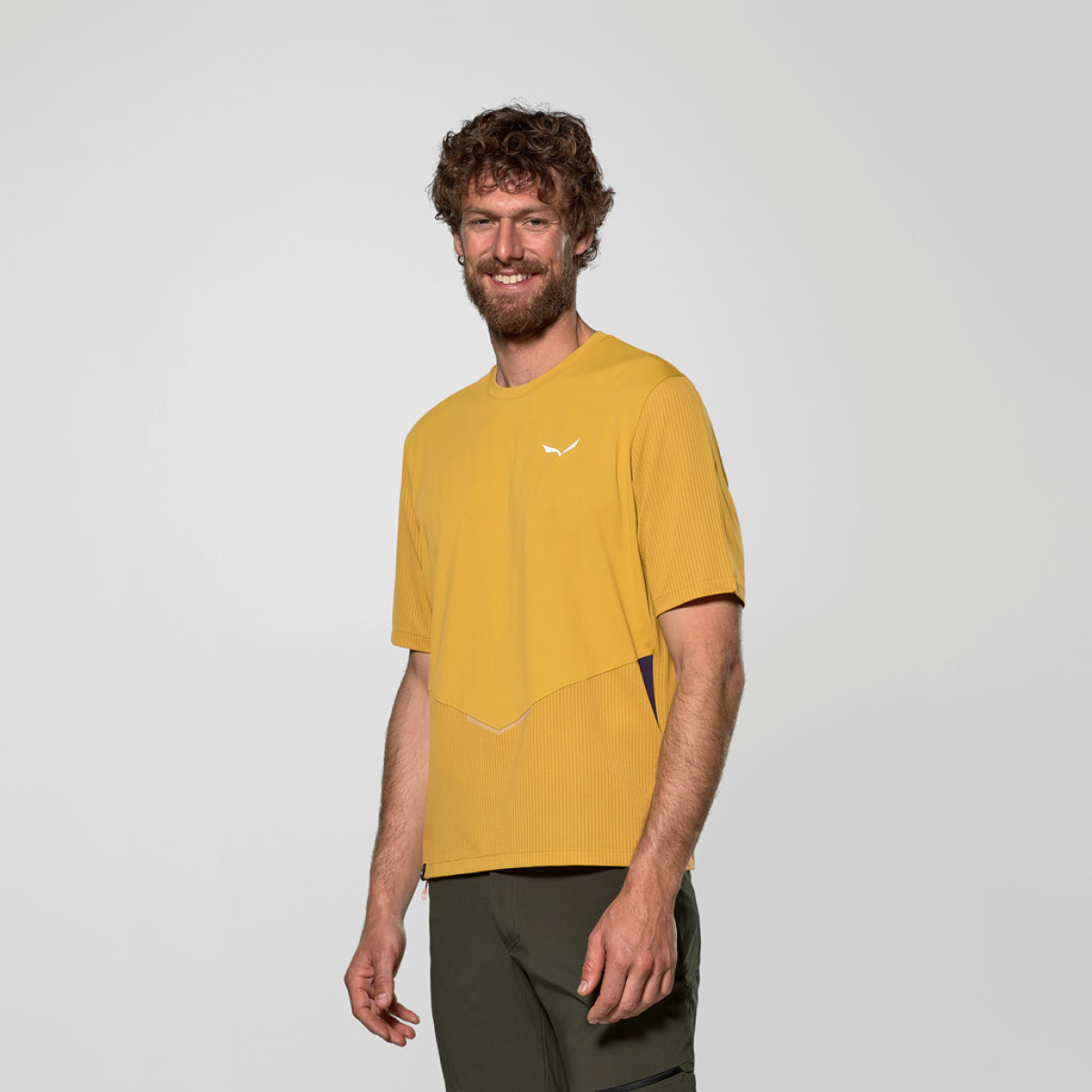 Мъжка туристическа тениска Salewa Pedroc Dry Hyb T-Shirt Men Olive Oil