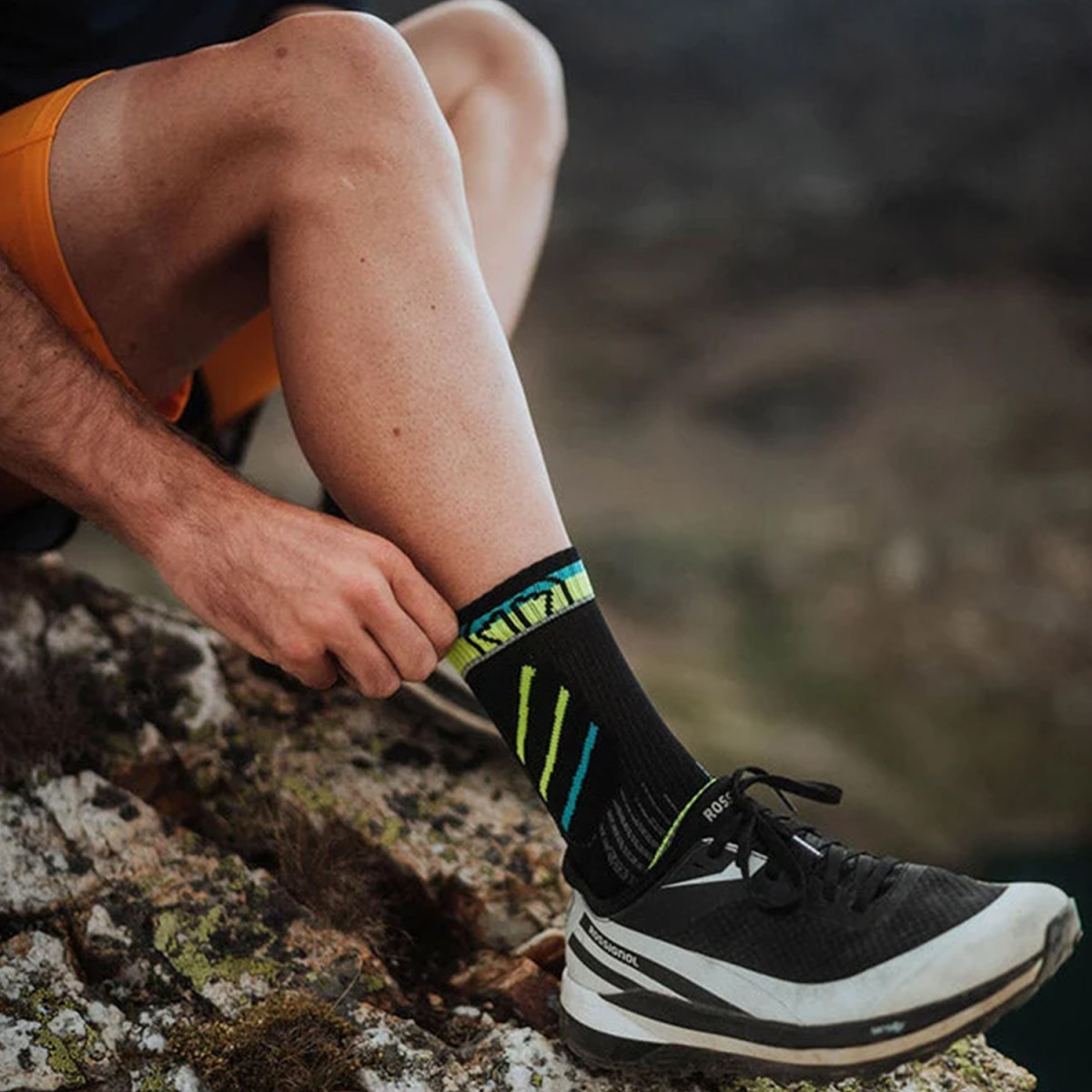Чорапи за бягане Sidas Trail Ultra Running Socks Black/Yellow