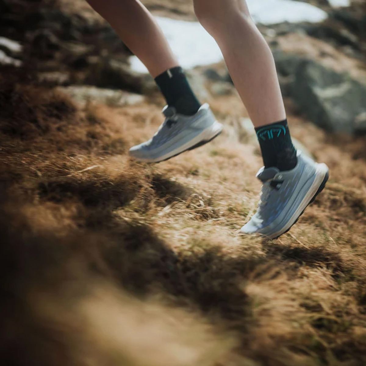 Чорапи за трейл бягане Sidas Trail Double Trail Running Socks Black/Turquoise