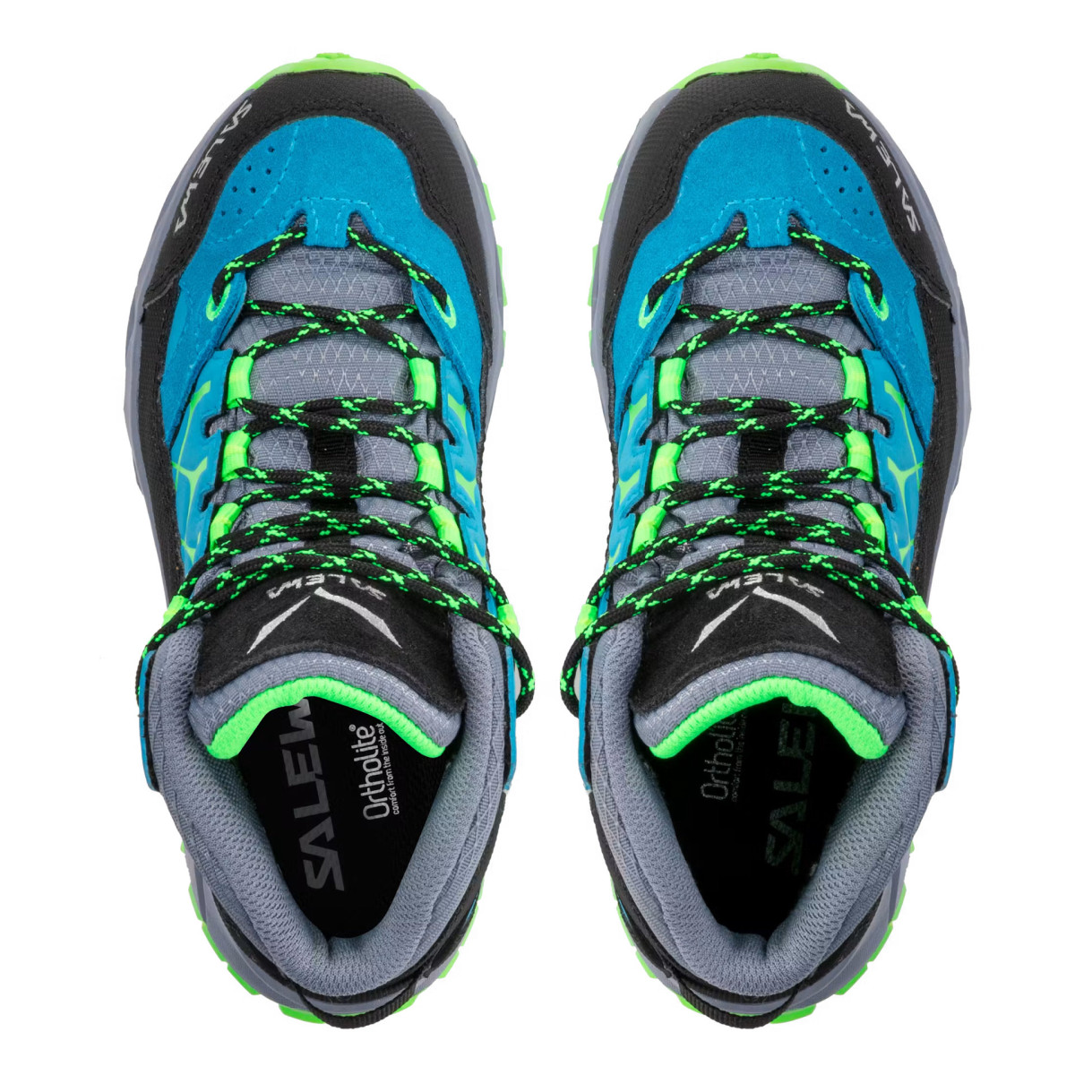 Детски туристически обувки Salewa Junior Alp Trainer Mid GTX Danube/Neon Green